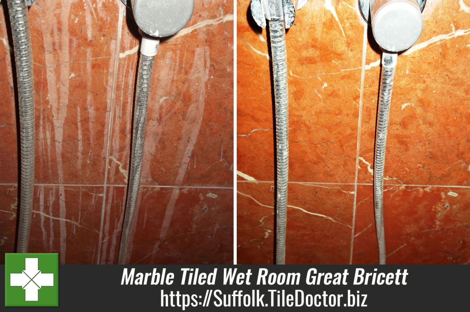 Marble Tiled Wet Room in Great Bricett Suffolk