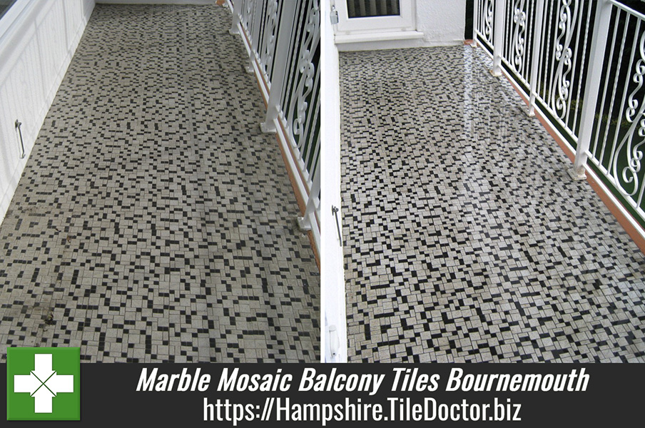 Polishing Marble Mosaic Balcony Tiles in Bournemouth