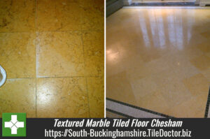 Polishing a Textured Marble Tiled floor in Chesham