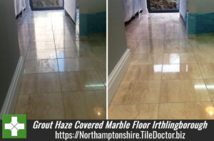 Polished Marble Floor Covered in Grout Haze in Irthlingborough