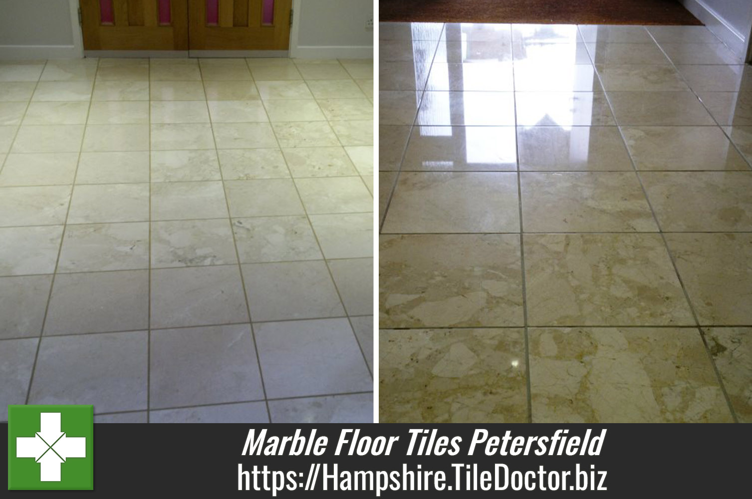 Cleaning Polishing Marble Floor Tiles in Petersfield