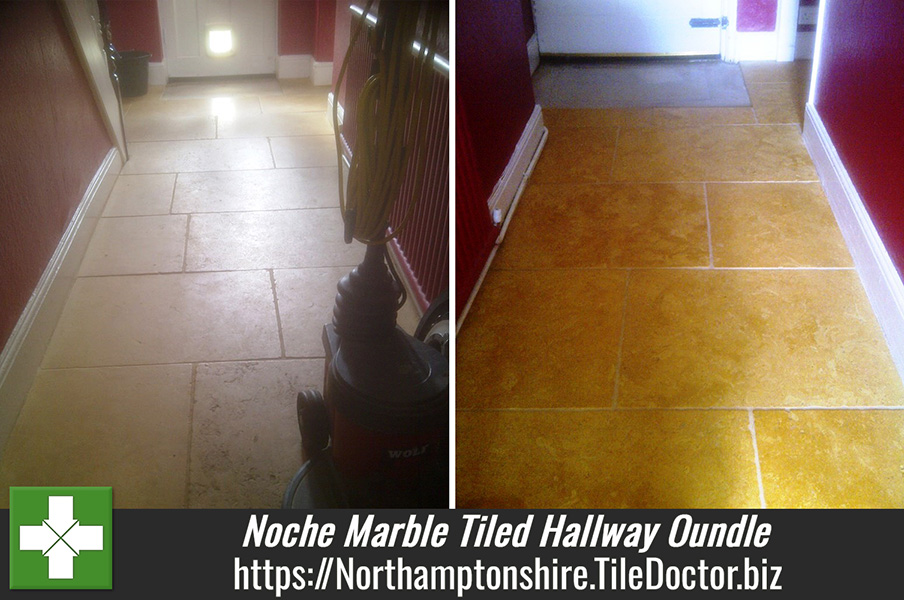 Cleaning and Sealing Noche Marble Tiled Hallway in Oundle