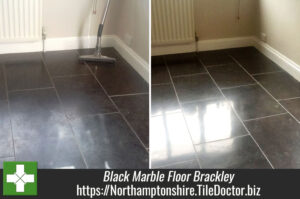 Putting the shine back on a Black Marble Floor in Brackley