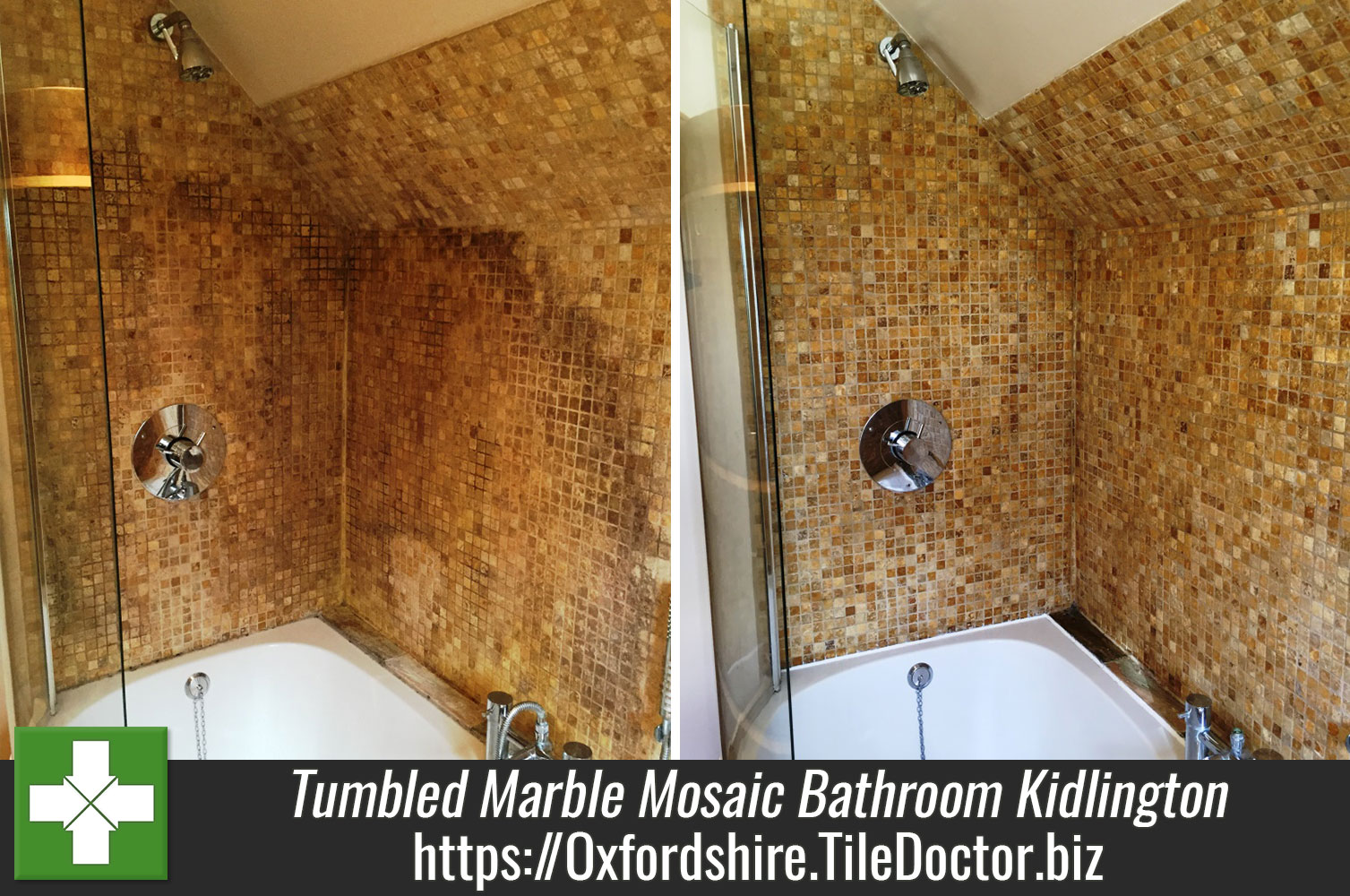 Tumbled Marble mosaic bathroom refresh Kidlington