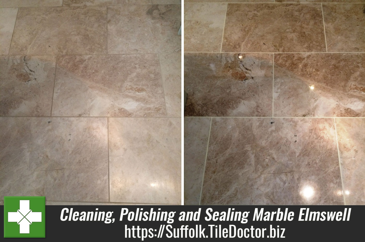 Cleaning Polishing and Sealing a Marble floor and Wall Tiles in Elmswell