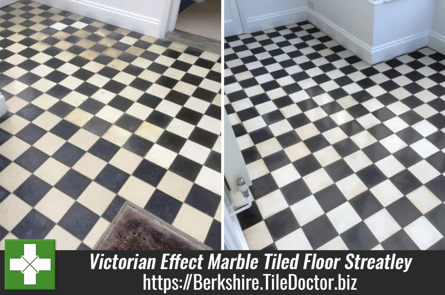 Victorian Effect Marble Tiled Floor Restored in Streatley