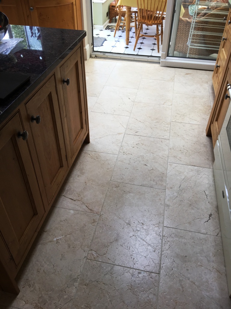 Tumbled Marble floor in Twickenham After Cleaning