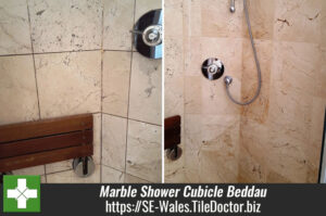 Badly Stained and Mouldy Marble Shower a Cubicle Transformed in Beddau