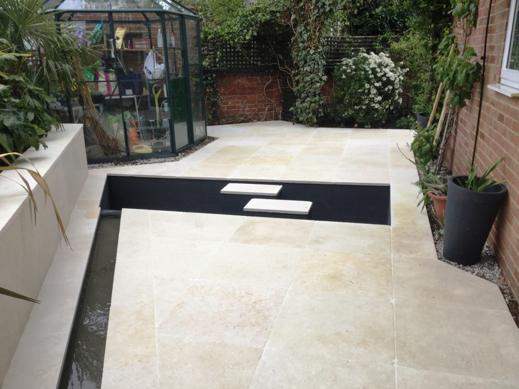 Egyptian Marble Patio Pond Surround Bozeat After Cleaning