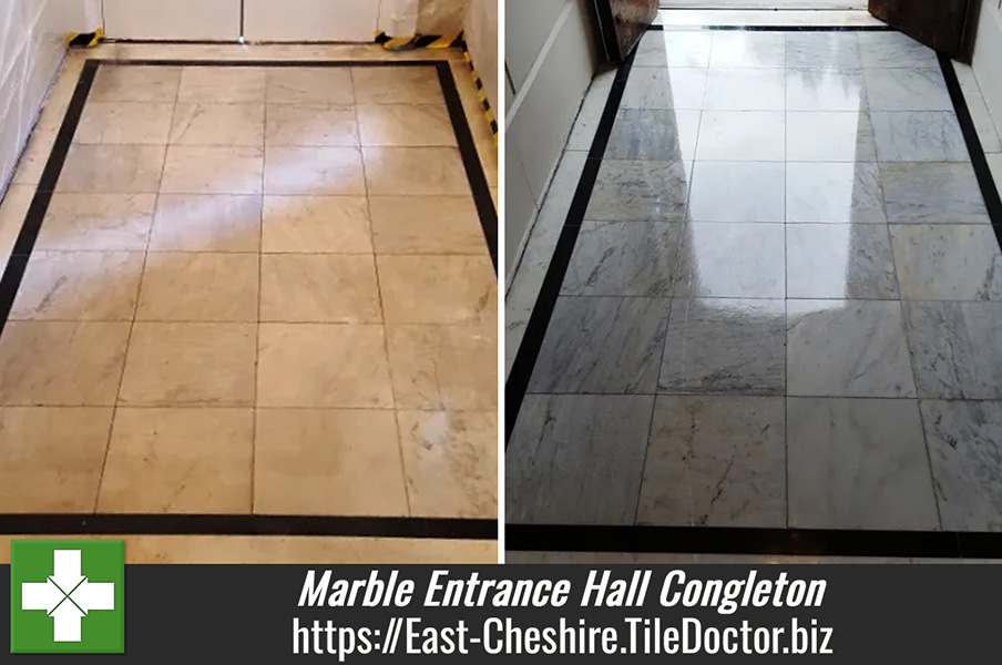 Marble Entrance Hall Restored Through Burnishing in Congleton