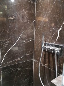 Damaged Marble Shower Wall After Restoration Ealing