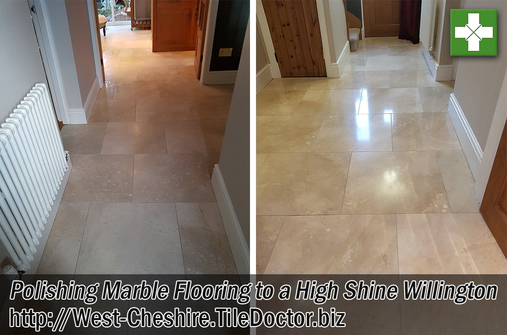 Marble Tiled Floor Before and After Polishing Willington