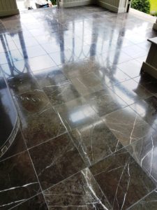 Black Carrara Marble Orangery floor Harrogate After Polishing