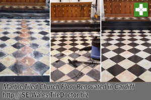 Marble Tiled Church Floor Before After Renovation Cardiff