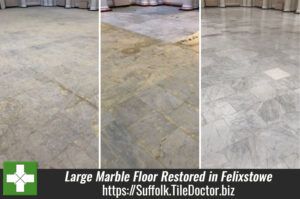 Large Marble Tiled Floor Before and After Restoration Felixstowe