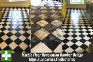 Marble Tiled Floor Before After Renovation Bamber Bridge