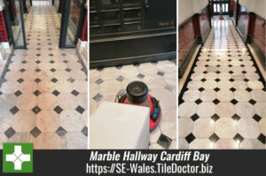 White Marble Floor Before After Renovation Cardiff Bay