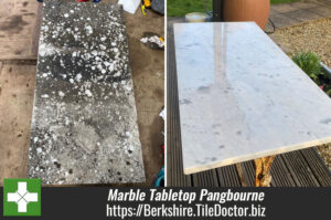 Heavily Soiled Marble Tabletop Restoration Pangbourne