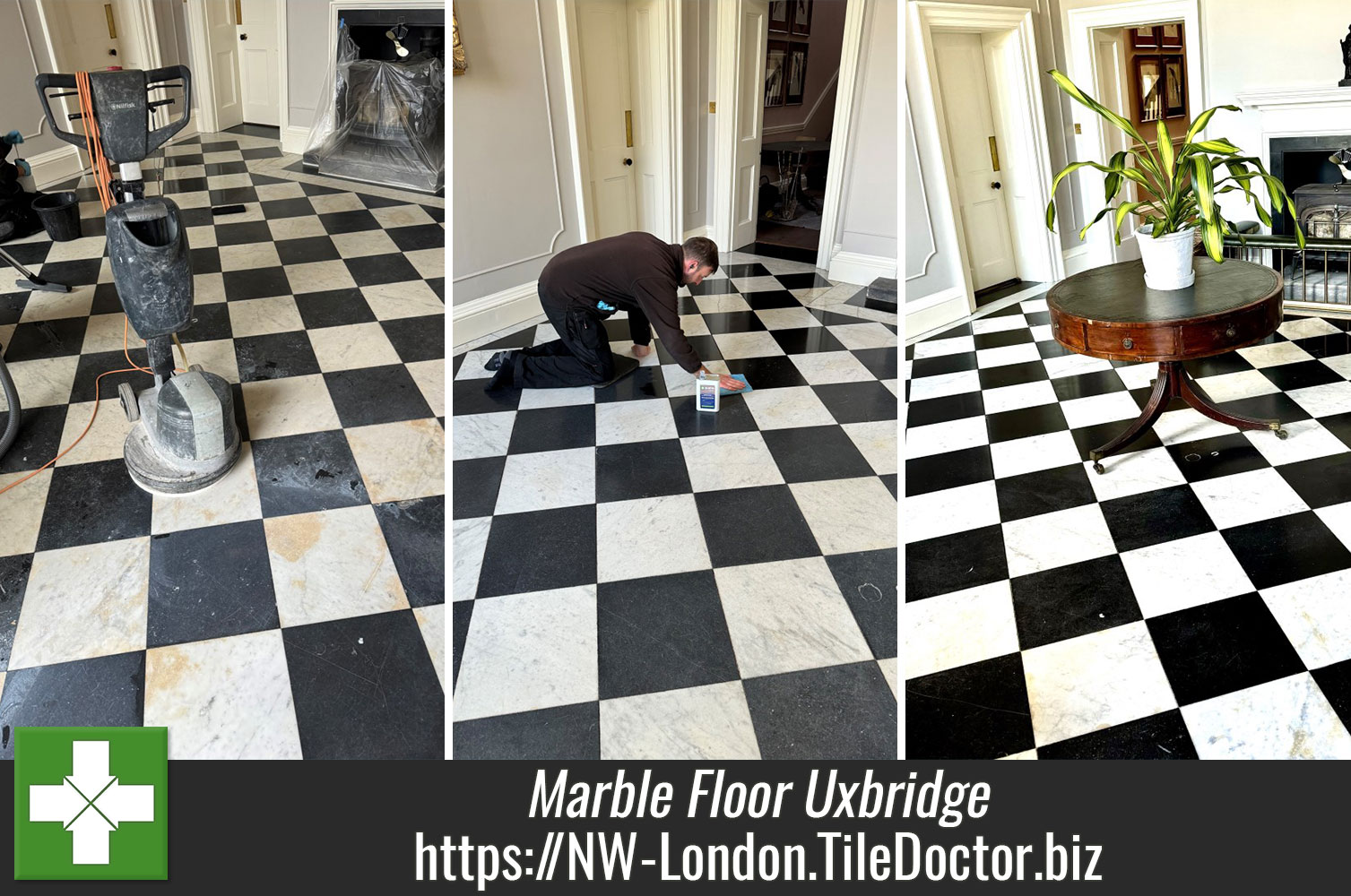 Marble Tiled Hallway Floor Renovation Uxbridge